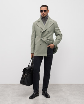 Brunello Cucinelli Зелене двобортне пальто з вовни MY4967026K