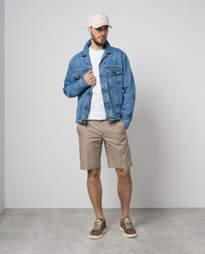 ISAIA Блакитна джинсова куртка з ефектом потертості GBD001DJ123