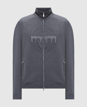 Brunello Cucinelli Серая спортивная куртка с нашивкой логотипа MM8363140G