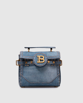 Balmain Блакитна сумка-сетчел B-Buzz з логотипом EN1DB530TDEN