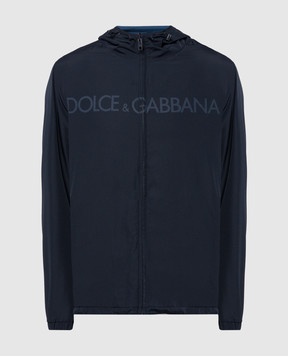 Dolce&Gabbana Синя двостороння вітровка з принтом логотипа G9AHBTFUMQ7