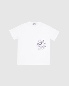Stone Island Дитяча біла футболка з принтом емблеми логотипа K1S162100012S012968