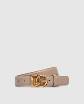 Dolce&Gabbana Бежевый кожаный ремень Рlonge BE1663A9S25