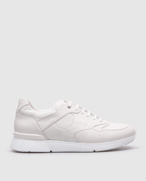 Stefano Ricci Білі кросівки зі шкіри крокодила з металевою монограмою логотипа UF098G6609CSWY