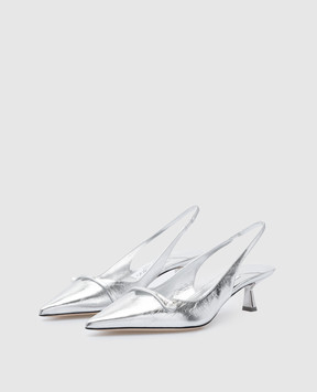 Jimmy Choo Серебристые кожаные слингбеки Amita AMITA45BYK