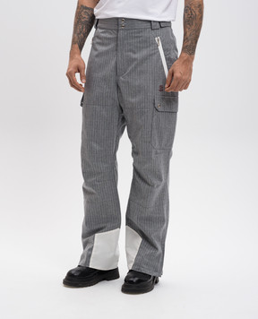 Brunello Cucinelli Серые горнолыжные брюки из шерсти в полоску M421MKP05