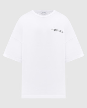 Alexander McQueen Біла футболка з контрастним принтом логотипа 828434QTADE