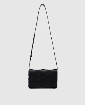 Bottega Veneta Чорна шкіряна сумка Cassette з плетінням Intrecciatio 578004VMAY1