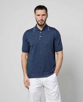 Cashmere&Whiskey Синее поло с леном и кашемиром MU9332318455R