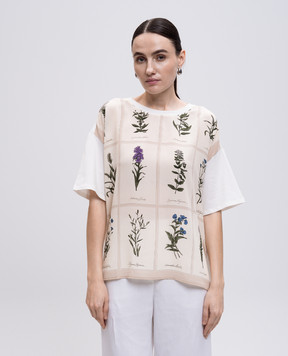 Max Mara Weekend Бежевая футболка PAMPAS с шелком с принтом PAMPAS