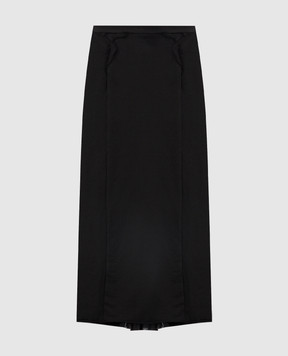 Masnada Черная юбка с шелком с необработанными краями 7664