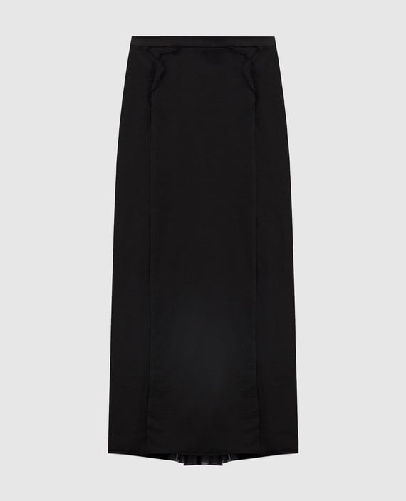 Black skirt with raw edge silk