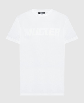 Thierry Mugler Біла футболка з фактурним принтом логотипа 24P3TS0099D284