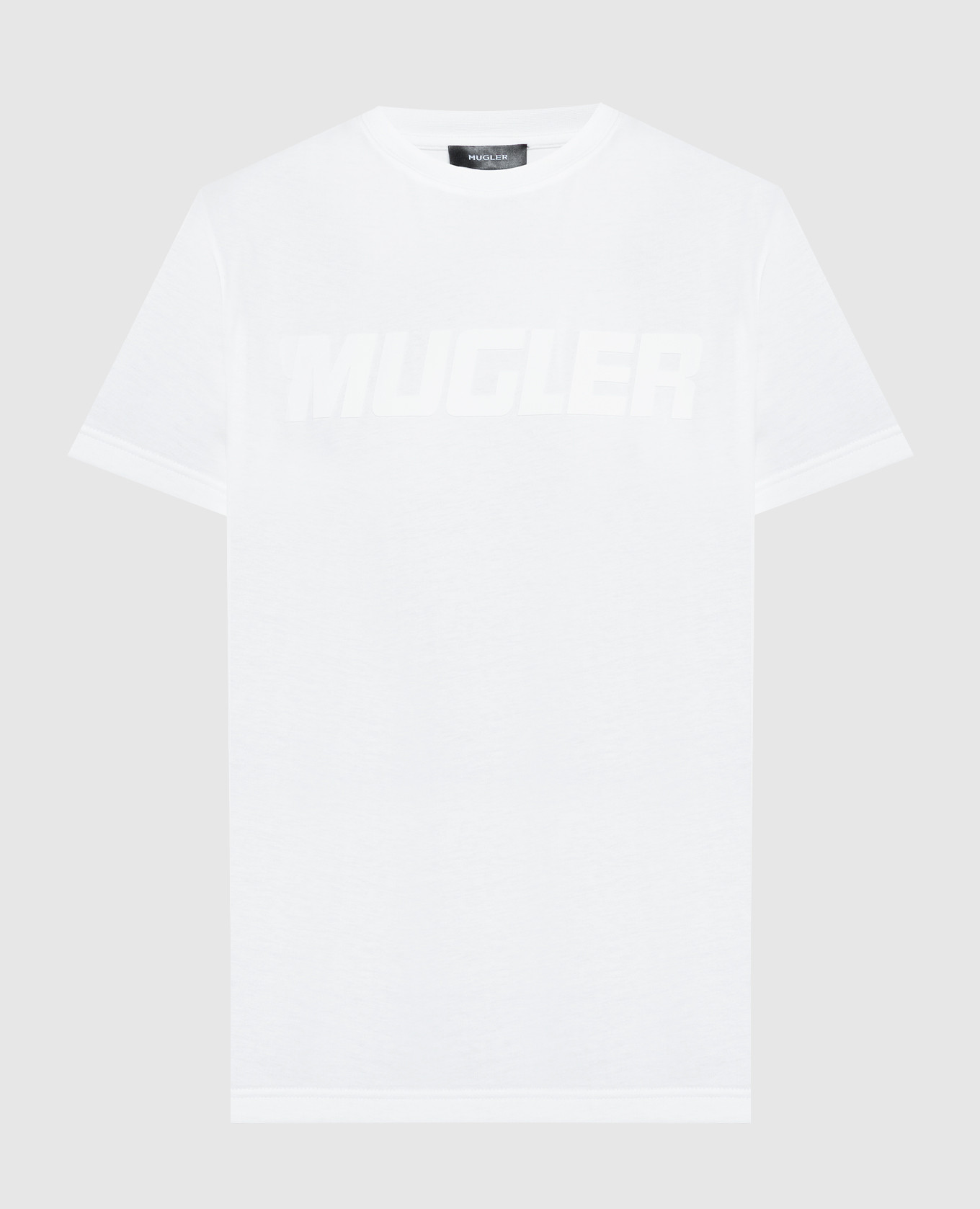 White t-shirt with textured logo print