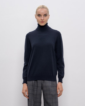 Brunello Cucinelli Синій гольф з кашеміру з ланцюжком моніль M12150103P