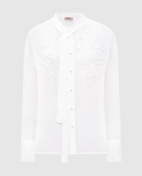 Twinset Белая блуза с вышивкой бисером 251TP2690