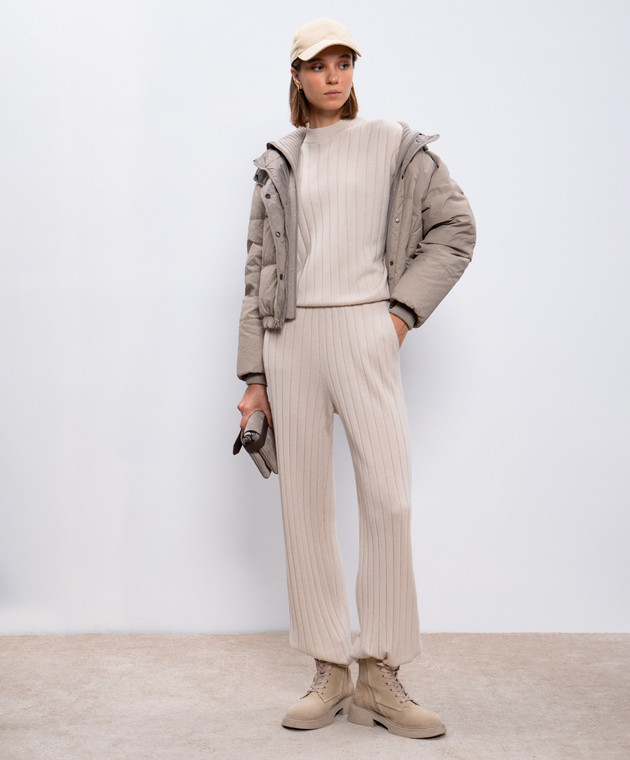 Brunello Cucinelli Бежевая пуховая куртка с планкой из кашемира MD5997859 изображение 2