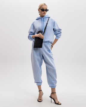 Alexander Wang Голубое утепленное худи с принтом логотипа 4CC3242108