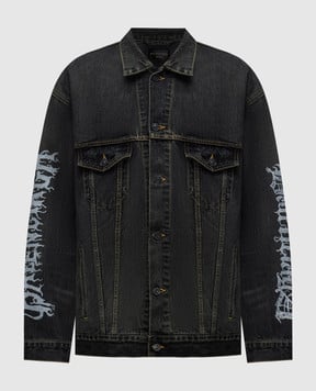 Balenciaga Черная джинсовая куртка DIY Metal с принтом 773804TBP47