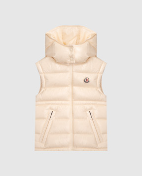 Moncler ENFANT Детский бежевый пуховый жилет с нашивкой логотипа K29541A00045597Z8810