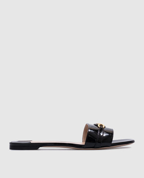 Tom Ford Черные кожаные лакированные шлепанцы WITNEY W3526LCL072G