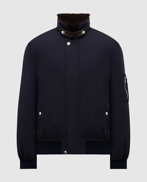Brunello Cucinelli Синій пуховик з овчиною MV4061625
