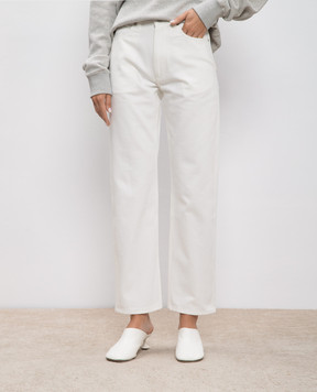 Jil Sander Белые джинсы с принтом логотипа. J04KA0104J46544