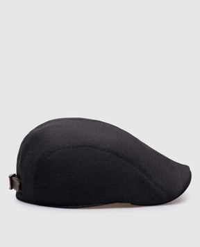 Brunello Cucinelli Черное кепи из шерсти с контрастной вышивкой логотипа MB4079961