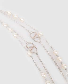 Valentino Серебристые бусы с жемчугом Swarovski 7W2J0X80UXM