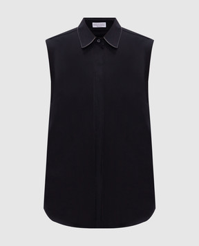 Brunello Cucinelli Чорний топ з ланцюжком моніль M0091MA616