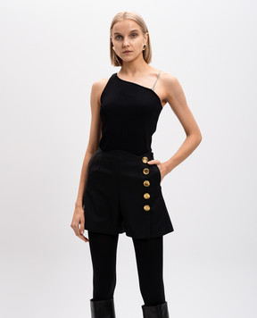 Givenchy Черный ассиметричный топ в рубчик с цепочкой BW617Q3YK5