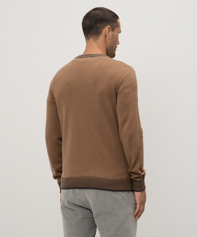 Peserico Коричневый джемпер из шерсти, кашемира и шелка R59361F12E9018 изображение 4