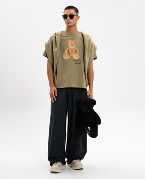 Palm Angels Футболка Bear in mind кольору хакі з принтом PMAA109F25JER00A