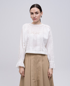 Twinset Белая блуза с кружевом 251TP2381