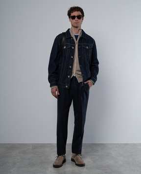 Brunello Cucinelli Синяя футболка с эффектом наложения слоев M0B137427