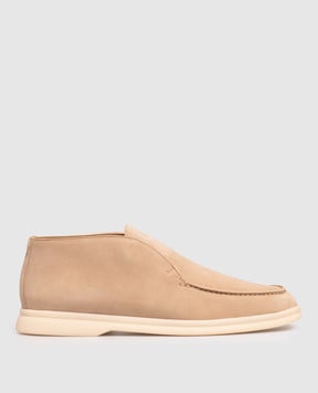 Loro Piana Бежеві замшеві дезерти з монограмою FAE9959