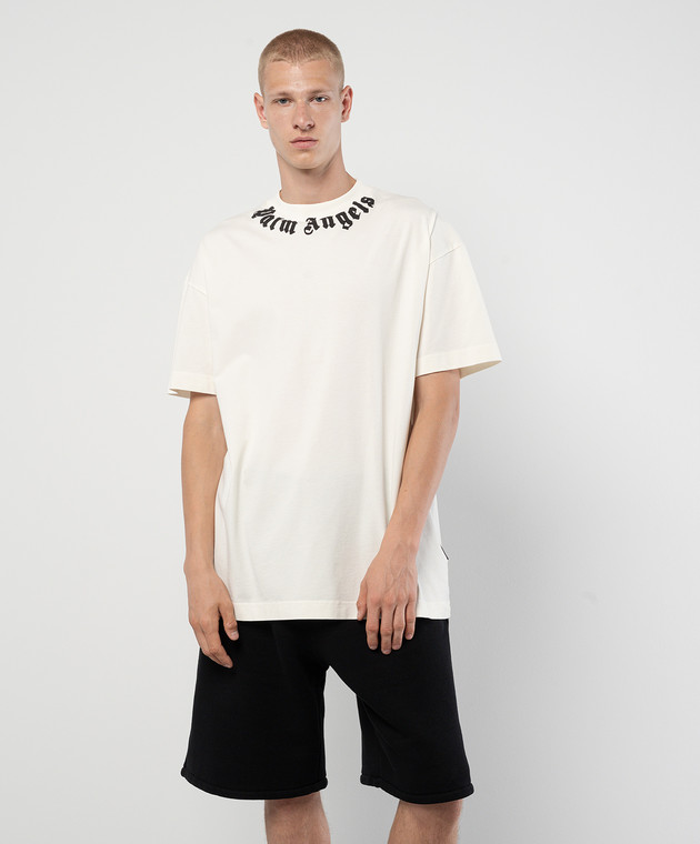 Palm Angels Белая футболка с контрастным логотипом PMAA001F24JER007 изображение 3