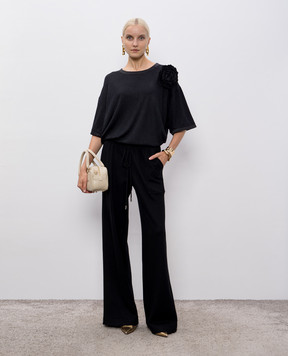 Ermanno Scervino Черные брюки из шерсти, шелка и кашемира D472P306WHB