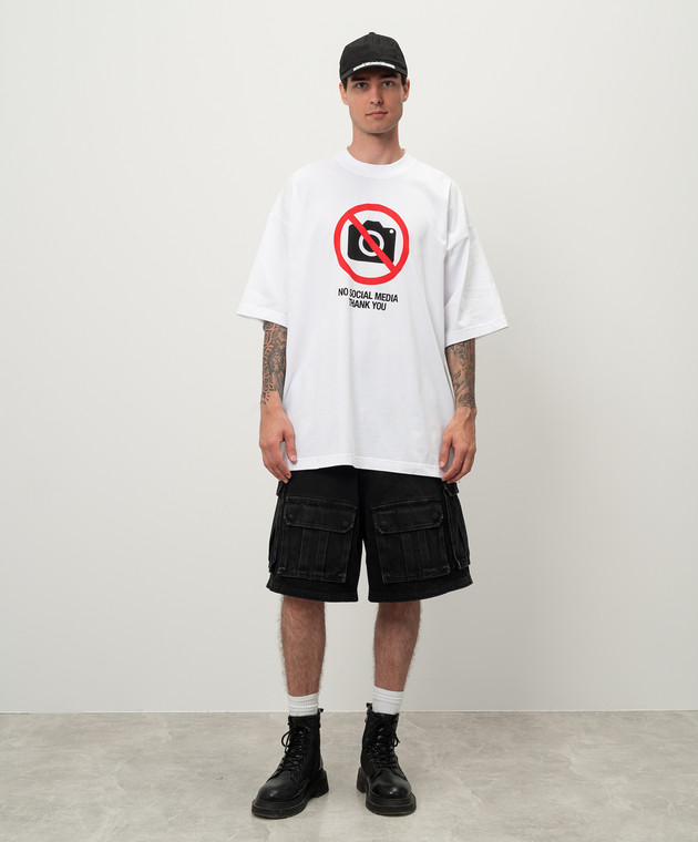 Vetements - Белая футболка с принтом No social media UA65TR120WM