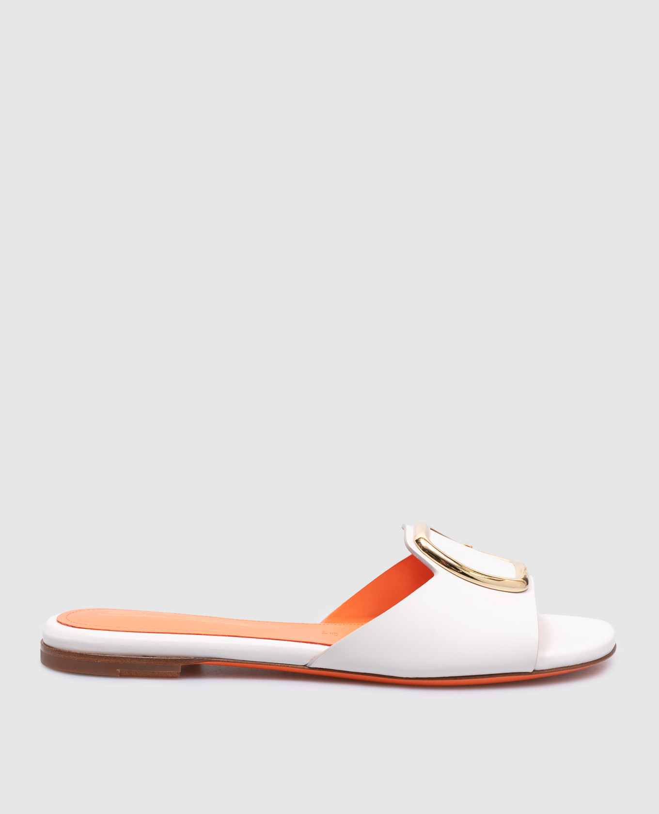 White leather flip flops with logo