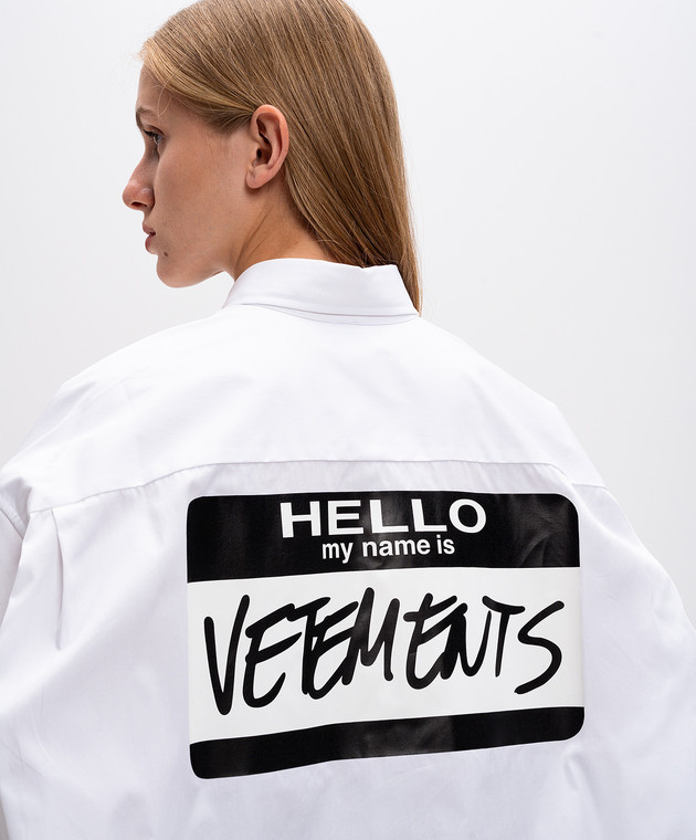 Vetements Біла сорочка з принтом логотипа UA65SH560Ww зображення 5