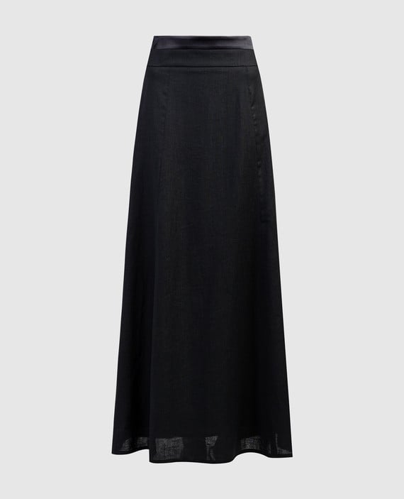 Black linen maxi skirt
