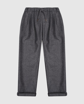 Brunello Cucinelli Детские серые брюки из шерсти с отворотами B038PP113C