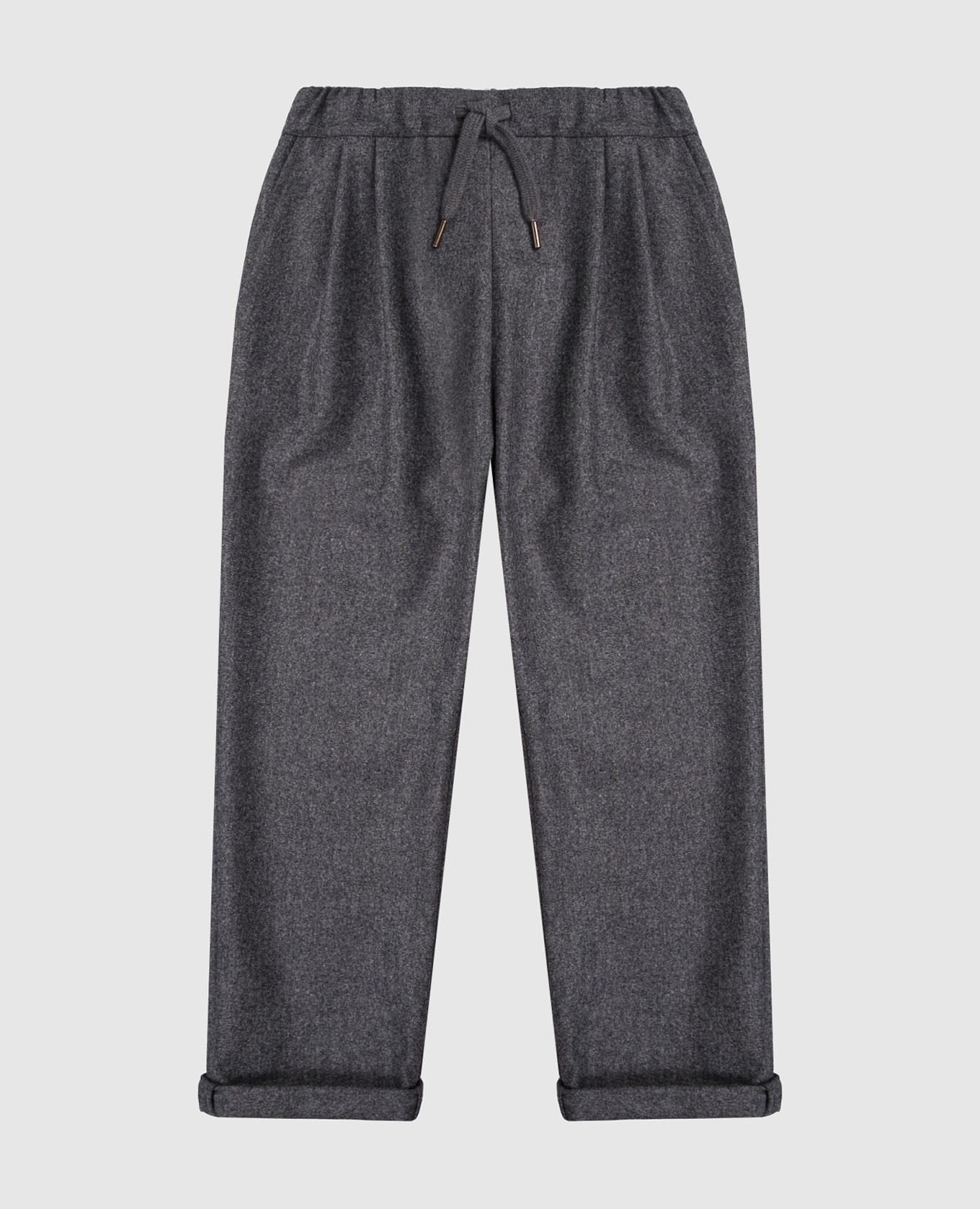 

Детские серые брюки из шерсти с отворотами, Серый, Повседневные брюки casual