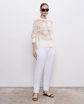 Max Mara Белые брюки MINCIO с льном MINCIO