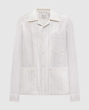Maison Margiela Бежевая рубашка с шелком в полоску S50DT0047MTN053