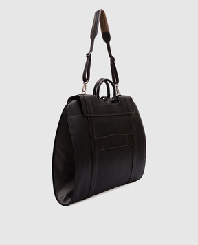 Brunello Cucinelli Черный кожаный кофр для одежды с принтом логотипа MBZIBU351