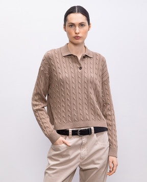 Brunello Cucinelli Коричневое поло с пайетками MDV797405