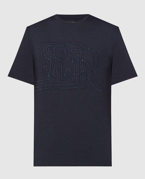 Stefano Ricci Синя футболка з вишивкою монограми логотипа MNH4103120803