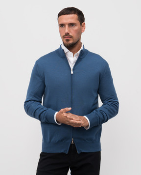 Cashmere&Whiskey Синий кардиган из шерсти мериноса 97396